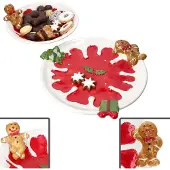 MamboCat 2tlg Set Weihnachtsstern Teller & Schale Steingut Lebkuchen Rot Weihnachten Keks