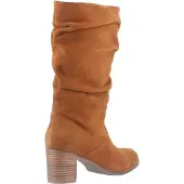 Hush puppies Cosima Damenstiefel in kniehohen beigefarbenen Wildleder mit Absatz