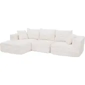Mendler Sofa-Garnitur MCW-P20, 3-Sitzer Couch Loungesofa, Stoff/Textil Cord (370 g/m²) Liegefläche links weiß