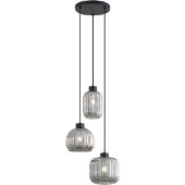 QAZQA Design-Hängeleuchte schwarz mit Rauchglas 3-flammig - Ana