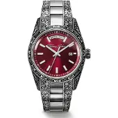Thomas Sabo Quarzuhr "REBEL AT HEART REVIVE 36 mm", rot (silberfarben, weinrot), Armbanduhren, Herren, Quarzuhr, Armbanduhr, Damenuhr, Herrenuhr, Edelstahlarmband, analog, Tag