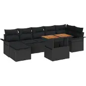 vidaXL Gartensofa-set 8 Stk. Schwarz Poly-Rattan