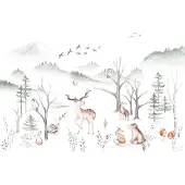 Overig Vliestapete "Digitaldruck Vlies - Cozy Woods - Größe 400 x 280 cm" bedruckt glatt Kinderzimmer
