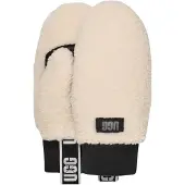 Ugg Damen Handschuhe Uggfluff Mitten With Logo Tape - Wit - Größe S/M