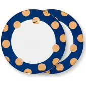 Pip studio Frühstücksteller Dot Delight Navy-Gold 23 cm (2er-Set)