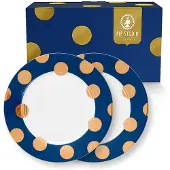 Pip studio Frühstücksteller Dot Delight Navy-Gold 21 cm (2er-Set)