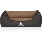 Knuffelwuff Orthopädisches Hundebett Outback aus laser-gestepptem Kunstleder M-L 85 x 63cm Schwarz/Cappuccino