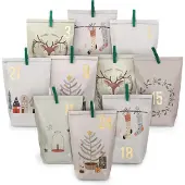 Papierdrachen Adventskalender 400-009-008, Hygge, Bastelset, Adventstütchen zum Befüllen, 24 Stück