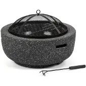 Fieldmann FZG 1030G 60 cm Outdoor Feuerstelle mit Holzkohle-Grill, verchromter Grillrost Ø 43 cm, Funken-Schutz & Abdeckhaube, Anzünd- und Grillzubehör