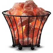 WAGNER LIFE Salzleuchte Feuerkorb klein, schwarz, bernstein, gelb / orange, für Wohn- / Esszimmer, Stein, Tischlampe