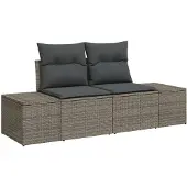 vidaXL Garten-Sofa-Set 7 stk. Grau Poly Rattan
