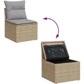 vidaXL Gartensofa-set 9 stk. 8-Sitzanzahl Beige und Hellgrau
