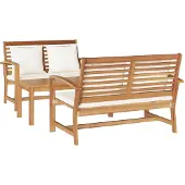 vidaXL Gartensofa-set 3 pcs Natur Massives Teakholz