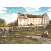 Pappnoptikum Adventskalender Der gestiefelte Kater, Schloss Trebsen, Papier, 38x27cm