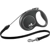 Flexi - Black Design - M - 5m Cord - Black - Max 20Kg