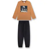 Sanetta Pyjama in Hellbraun/ Schwarz - 140