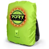 Port Designs Regenhülle – – Universell mit wiederaufladbarer LED für Rucksäcke bis 25 Liter – 14/15,6 Zoll