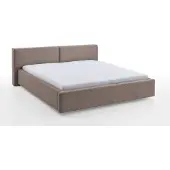 Meise Polsterbett Cube 160x200 cm | Bettgestell | Kopfteil glatt | Cordstoff Taupe | Holzfuß schwarz