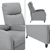 En.casa Polstersessel Bregenz Relaxsessel Relaxliege 102x60x92 cm Liegesessel Fernsehsessel Sessel mit verstellbarer Rückenlehne TV Sessel aus Textil Hellgrau []