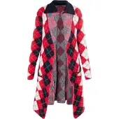 MyMo ROCKS Strickjacke Damen Schwarz Rot Mehrfarbig