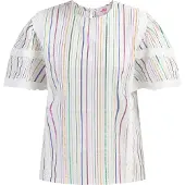 Mymo Bluse mit Metallic-Streifen Damen Weiss Mehrfarbige Streifen