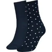 Tommy Hilfiger Socken "TH WOMEN SOCK DOT 2P" 2 Paar, 2 Stk. tlg. mit feinem Rippenbündchen und Logostickerei