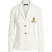 Ralph Lauren für Damen. 200797305001 Jacquard-Blazer mit weißen Metallics (S), Lässig, Baumwolle