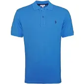 U.s. polo assn. Herren Poloshirt - Piquet, Logo-Stickerei, Baumwolle Stretch Blau L