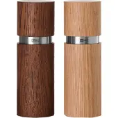 AdHoc MP410 Set Salzmühle und Pfeffermühle Textura 15 cm, Edelstahl | Eiche hell & dunkel