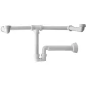 Hak MOSQUITO Doppelwaschtisch-Siphon 5/4", DN40, platzsparend, Weiß