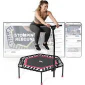 Sportplus Fitness Trampolin für zuhause, Fitnesstrampolin mit Haltefunktion, max Benutzergewicht 100 kg, SP-T-1100-P