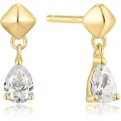 Ania Haie - STUD EARRINGS - PHYRAMID DANGLE THREADED - shiny gold