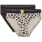 Sanetta Mädchen-Rioslips (Doppelpack) beige und schwarz Leo-Print 128