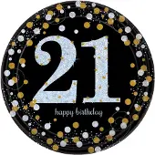 Procos Happy Birthday 21 Gold Pappteller 8 Stück 22,9 cm