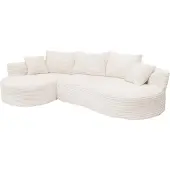 Mendler Sofa-Garnitur MCW-P19, 3-Sitzer Couch Loungesofa, Stoff/Textil Cord (370 g/m²) Liegefläche links weiß