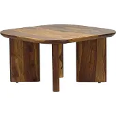 Wohnling Couchtisch Sheesham Massivholz 60cm quadratisch – Handgefertigter Wohnzimmertisch aus Echtholz mit abgerundeten Kanten im modernen Design