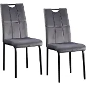HTI 2er Set Stühle Denton aus Samt, H 96,5 cm, Sitzhöhe 47 cm, hoher Sitzkomfort, Ziernähte