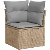vidaXL Garten-Sofa-Set 10 stk. 9-Sitzanzahl Beige und Hellgrau