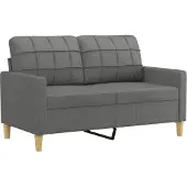 vidaXL 3-tlg. Sofagarnitur mit Kissen Dunkelgrau Stoff