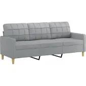 vidaXL 3-tlg. Sofagarnitur mit Kissen Hellgrau Stoff