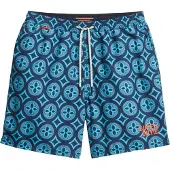 Superdry für Herren. M3010250A Badeanzug mit blauem Mosaikmuster (S), Strandbekleidung, Recyceltes Polyester, Nachhaltig