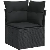 vidaXL 7-tlg. Garten-Sofagarnitur mit Kissen Schwarz Poly Rattan