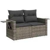 vidaXL Gartensofa-set 11 stk. Grau Poly Rattan