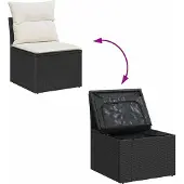 vidaXL Gartensofa-set 10 stk. 9-Sitzanzahl Schwarz und Creme