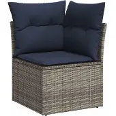vidaXL 5-tlg. Garten-Sofagarnitur mit Kissen Grau Poly Rattan