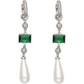 Faina Women Dangle Earrings in Silver Green White | Gr.: onesize