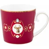 Pip studio Tasse Love Birds Medaillon Deer Dark Red 190 ml (6er-Set)