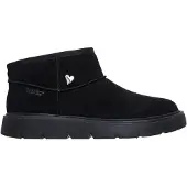 SKECHERS Slip-Ins Keep Street - Cozy Mini Enkellaarsjes Plat - zwart - Maat 40