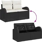 vidaXL Garten-Sofa-Set 13 stk. 12-Sitzanzahl Schwarz und Creme
