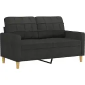 vidaXL 3-tlg. Sofagarnitur mit Kissen Schwarz Stoff